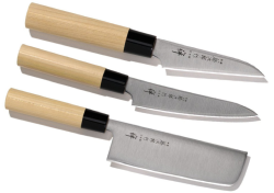 SET DE 3 COUTEAUX DE CUISINE JAPONAIS TOJIRO ZEN "FORME VÉGAN