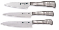 Set de 3 couteaux japonais Tamahagane Bamboo Kyoto 63 ply - Forme européenne