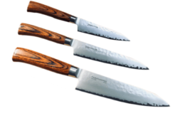 Set de 3 couteaux japonais Tamahagane Tsubame pakkawood - forme européenne
