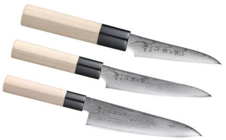 Set de 3 couteaux japonais Tojiro Shippu Damas "Forme européenne"
