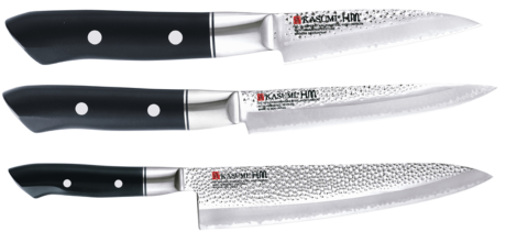 SET 3 COUTEAUX JAPONAIS KASUMI HAMMERED "FORME EUROPÉENNE"