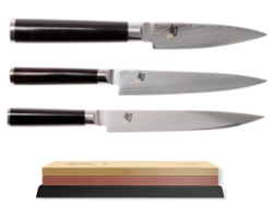 Set de 3 couteaux japonais Kai Shun Classic damas spécial poisson + pierre à aiguiser Kai