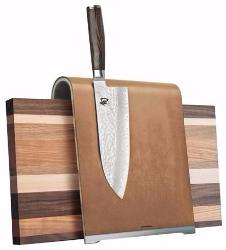 BLOC MAGNETIQUE COUTEAUX AVEC PLANCHE A DECOUPER KAI ALUMINIUM / CUIR