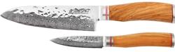 COFFRET DE DEUX COUTEAUX DE CUISINE WUSAKI DAMAS VG10 - SANTOKU ET OFFICE