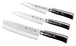 Set de 3 couteaux japonais Tamahagane Tsubame Hammered - Forme vegan
