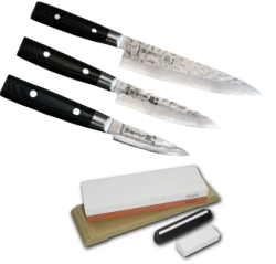 SET 3 COUTEAUX DE CUISINE JAPONAIS YAXELL ZEN "FORME EUROPÉENNE" PIERRE