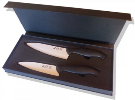COFFRET DE 2 COUTEAUX DE CUISINE LÉO W. UTILITAIRE + CHEF CÉRAMIQUE BLANCHE