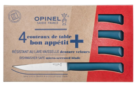 Coffret 4 couteaux de table Opinel Bon Appétit bleu canard