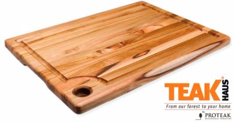 Planche à découper en teck 45,5 x 35,5 x 2 cm + rigole