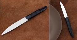 COFFRET DE 4 COUTEAUX DE TABLE ROLAND LANNIER CHARBON DE BOIS STABILISÉ " TABLEWARE'S NOT DEAD"