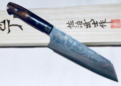 COUTEAU DE CUISINE ARTISANAL "RAINBOW DAMASCUS" DE TAKESHI SAJI - BUNKA 170 MM