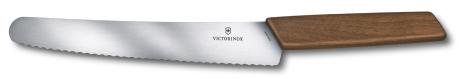 Couteau à pain Victorinox Swiss Modern, lame dentée 22 cm - manche noyer