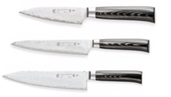Set de 3 couteaux de cuisine Japonais Tamahagane Kyoto" Forme Européenne "