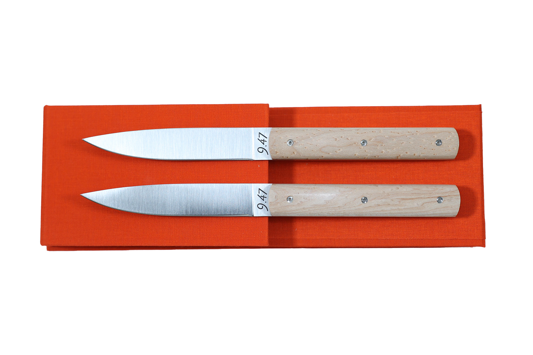 Coffret de 2 couteaux de table 9.47 Atelier Perceval - Erable moucheté