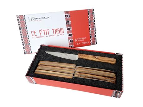 Coffret de 6 Couteau "Le P'tit Tradi" en Olivier de Goyon Chazeau