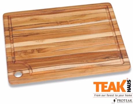 Planche à découper en teck 41 x 31 x 2 cm + rigole