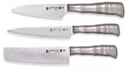 Set de 3 couteaux japonais Tamahagane Bamboo Kyoto 63 ply - Forme vegan