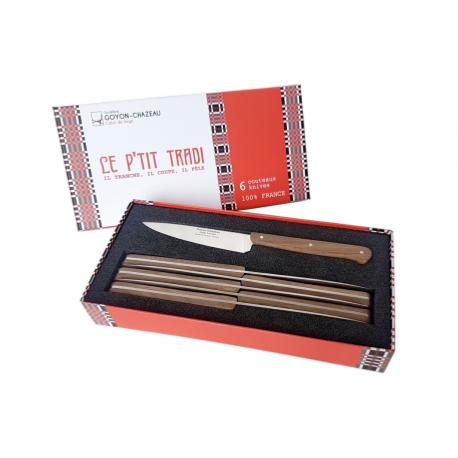 Coffret de 6 Couteau "Le P'tit Tradi" en Noyer de Goyon Chazeau