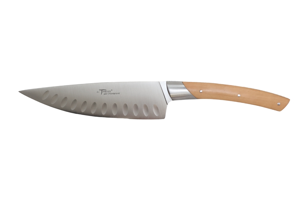 Couteau de cuisine coutellerie Chambriard "Les grands gourmets" - Couteau de chef 16 cm lame alvéolée genévrier