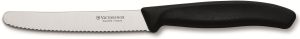 Couteau tomates / table Victorinox Swiss Classic lame denté 11 cm- bout rond - manche noir