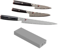 SET DE COUTEAUX DE CUISINE JAPONAIS MIYABI 5000FCD "SPÉCIAL POISSON" ET PIERRE