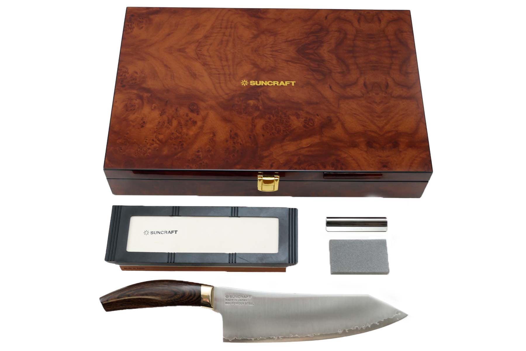 Coffret de couteau japonais Suncraft Elegancia + pierre à affûter