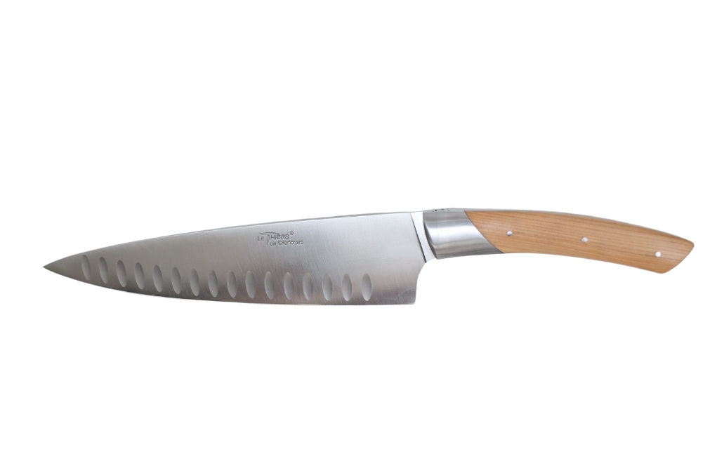 Couteau de cuisine coutellerie Chambriard "Les grands gourmets" - Couteau de chef 20 cm lame alvéolée genévrier