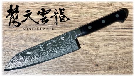COUTEAU JAPONAIS RYUSEN SERIE BONTEN UNRYU - SANTOKU 17,5 CM - BU-107