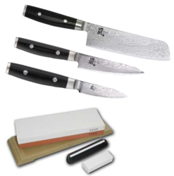 SET 3 COUTEAUX DE CUISINE JAPONAIS YAXELL RAN "FORME VEGAN" PIERRE