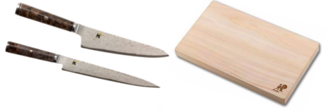 Set de 2 couteaux japonais Miyabi 50000MCD67 Utilitaire + Sujihiki + Planche à découper Miyabi
